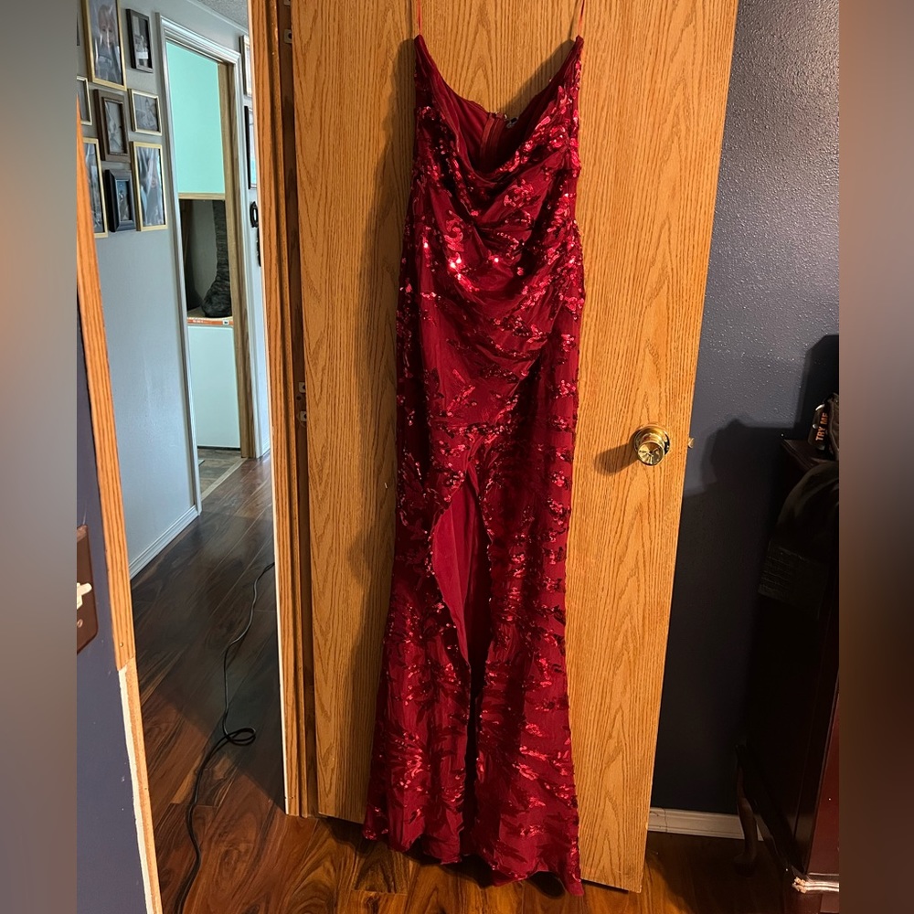 Red sequin dress
